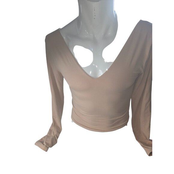 Reoria V-Neck Long Sleeve Crop Top*Cream*L*NWOT*Sexy*Sissy*Cosplay*Halloween - Picture 6 of 10